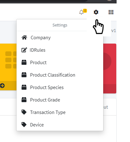 settings screen